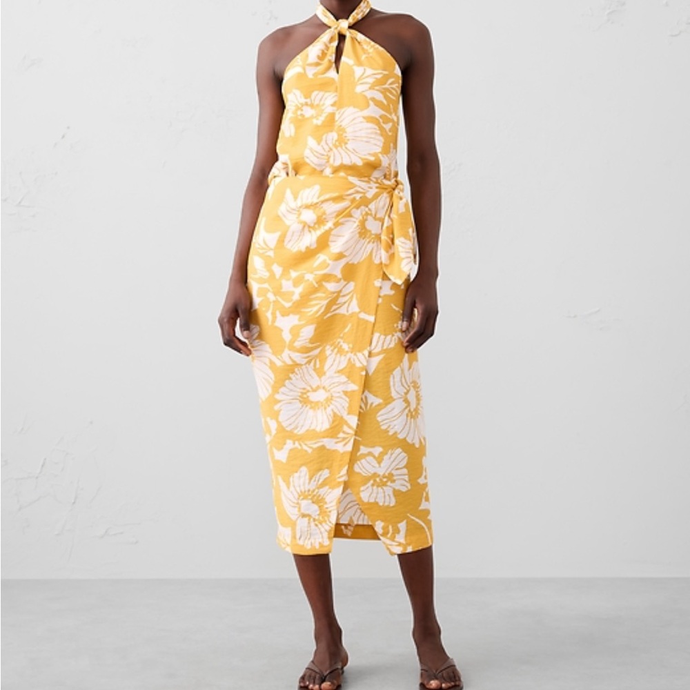 NWT Banana Republic Floral Yellow Wrap Skirt